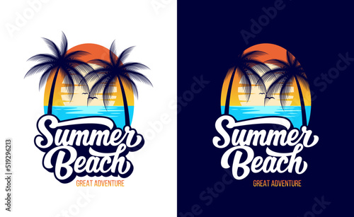 summer beach logo vector illustration