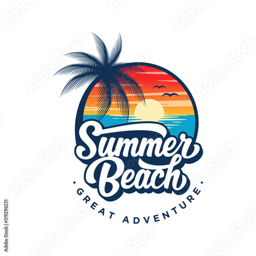 summer beach logo vector illustration