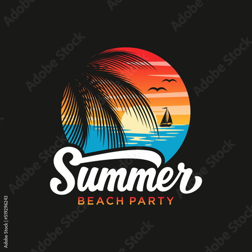 summer beach logo vector illustration