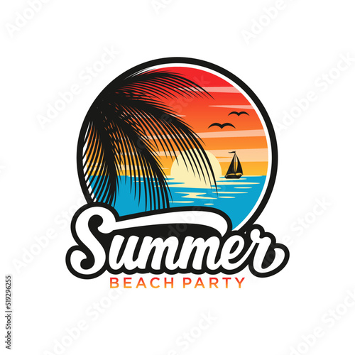 summer beach logo vector illustration