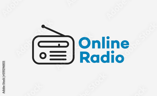 Vector online radio logo isolated on white background for online radio station, blog, website, streaming. 10 eps