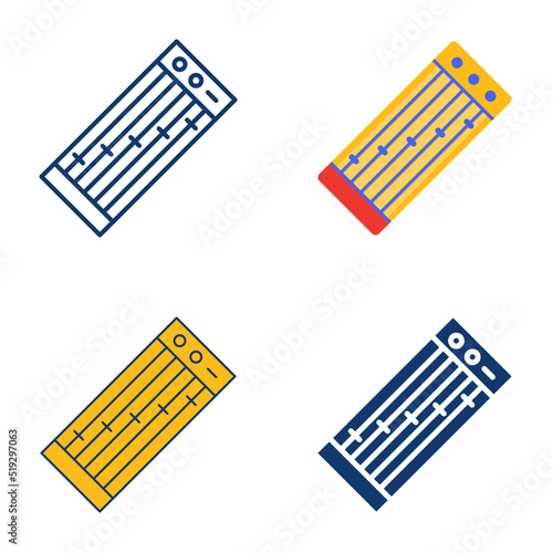 Koto musical instrument icon set