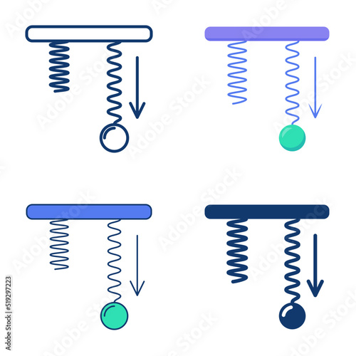 Elastic force icon set in flat and line style