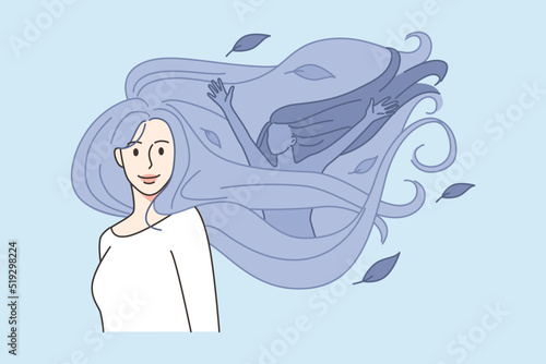 Happy woman feeling mental health recovery 