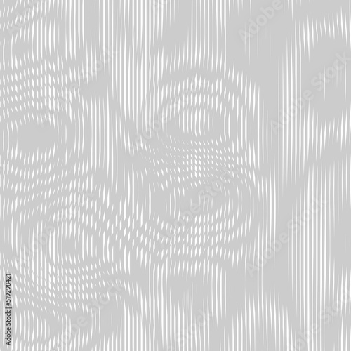 Vector moire pattern with distorted grid, lattice, mesh. Abstract gray and white background with optical illusion effect. Op art ripples texture. Deformed surface. Subtle decorative wallpaper