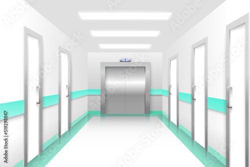 Elevator hall office interior realistic 3d vector