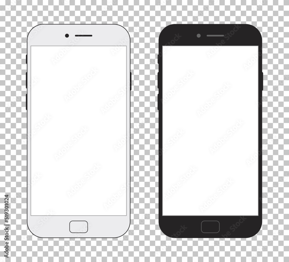 Vector Realistic Smartphone Template Set With Blank Screen Black And vector-realistic-smartphone-template-set-with-blank-screen-black-and