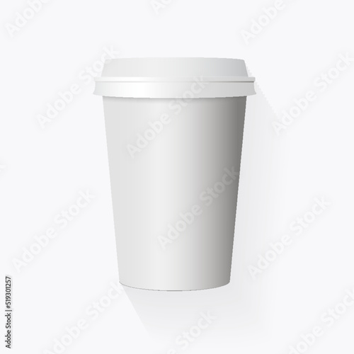 Vector realistic paper coffee cup isolated on white background. 3d plastic blank cup mockup for cafe, shop, restaurant brand identity design, drink, lemonade, fresh juice 10 eps