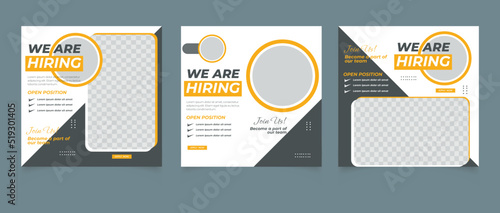 We are hiring job vacancy square social media post banner template