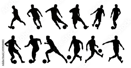 A set of vector set of football, soccer players silhouette
