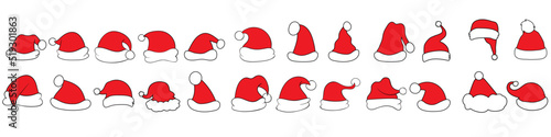 Santa hats icon vector set. Christmas illustration sign collection. new Year symbol.