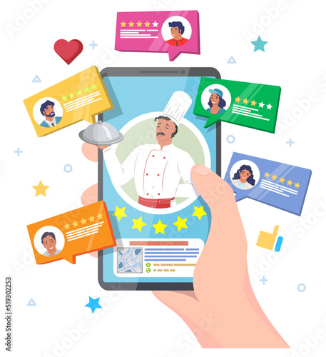 Restaurant review and rank mobile service vector