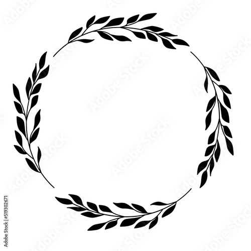 Round leaves wreath silhouette svg, Autumn circle border svg