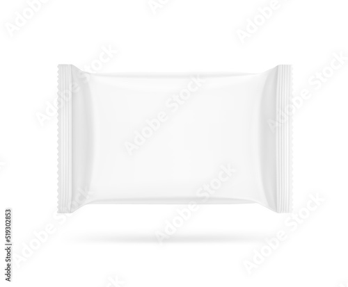 Blank flow pack mockup. Vector illustration isolated on white background. It can be used in the adv, promo, package, etc. EPS10.