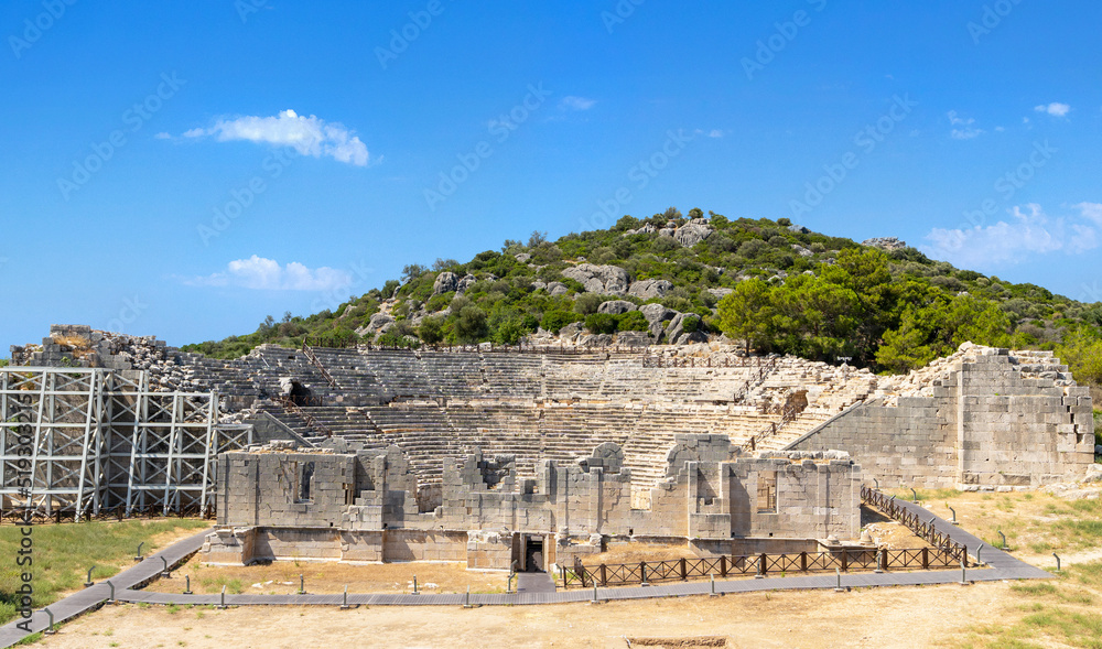 Obraz premium Wide angle panoramic photo of Patara ancient city.