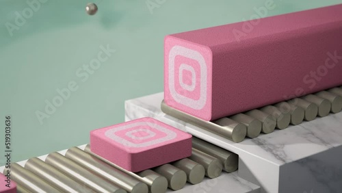 Satisfied loop. Relaxing slicing. Satisfying looped relax and calm video with pink candy conveyor. 
Enjoyable colors and kinetic sand slice.