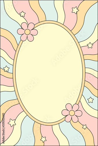 retro groovy vector background with a frame for social media posts, banner, card design, etc.
