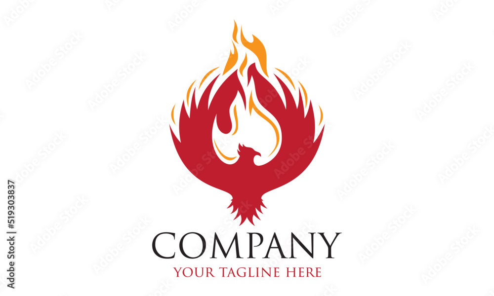 Red Color Simple Burn Phoenix logo Design Red Color Simple Burn Phoenix logo Design