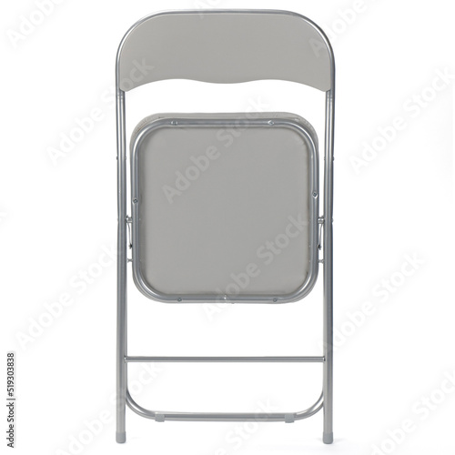 Basic gray folded chair isolated on white background.