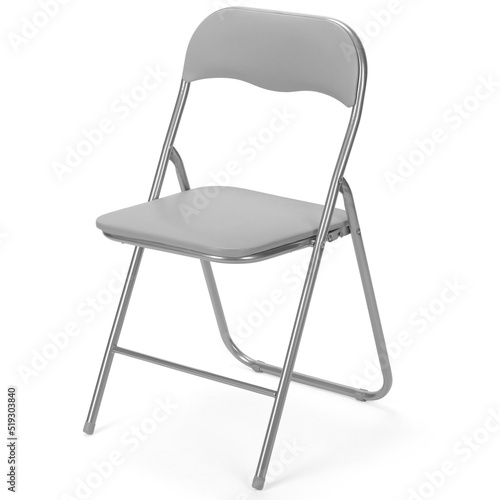 Basic gray folding chair isolated on white background.