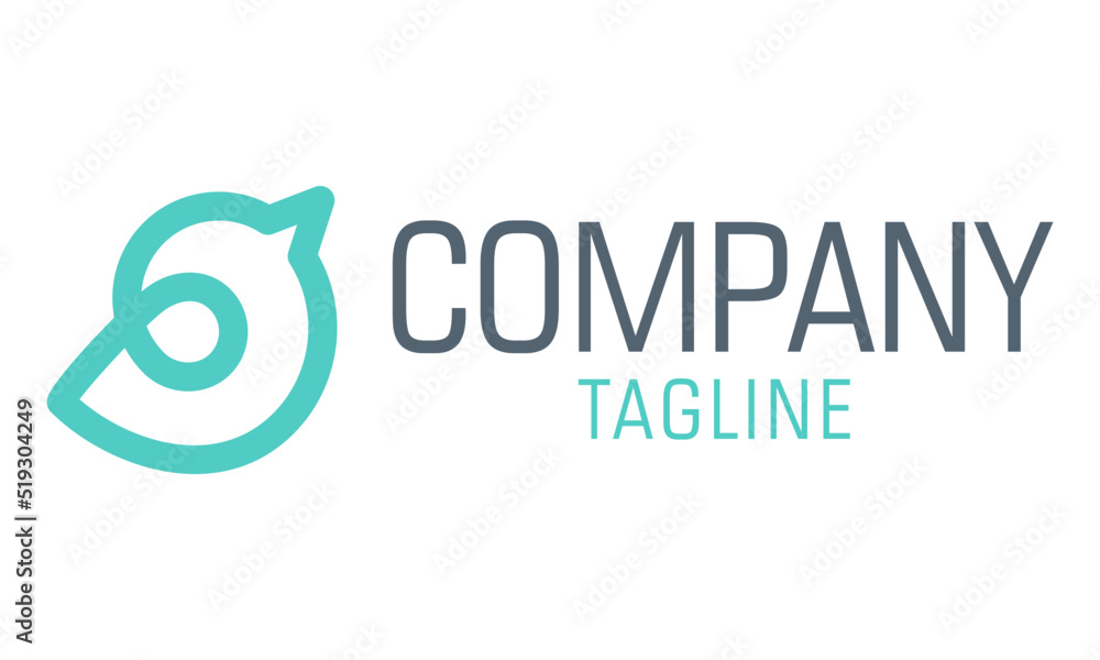 Blue Color Line Art Cartoon Bird Logo Design Blue Color Line Art Cartoon Bird Logo Design