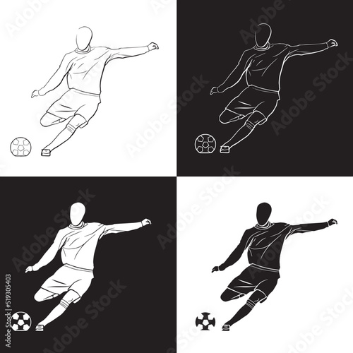 Set of logo images of shooting styles in football.
Beautifully depicting footwork to kick the ball.
Goal scoring with long shots in football.