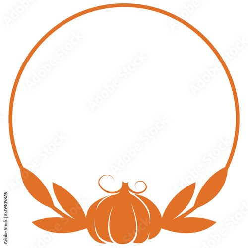 Fall frame svg, Autumn wreath with pumpkin, Round fall border svg