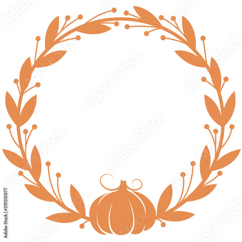 Round fall border svg, Autumn wreath with pumpkin svg, Fall frame