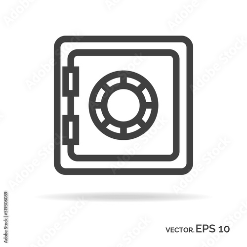 Strongbox outline icon black color isolated on white background