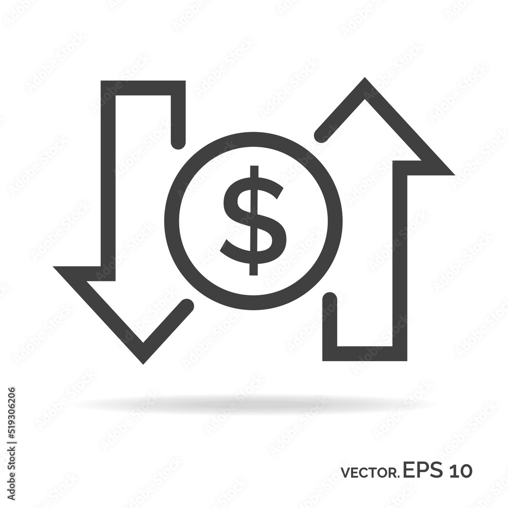 Dollar rate outline icon black color isolated on white background Dollar rate outline icon black color isolated on white background