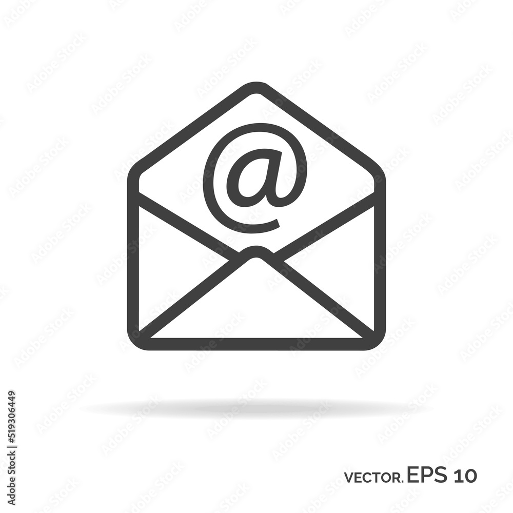 Mail outline icon black color isolated on white background Mail outline icon black color isolated on white background