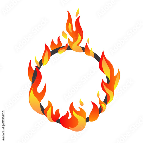 Burning circus ring in flames. Vector illustration