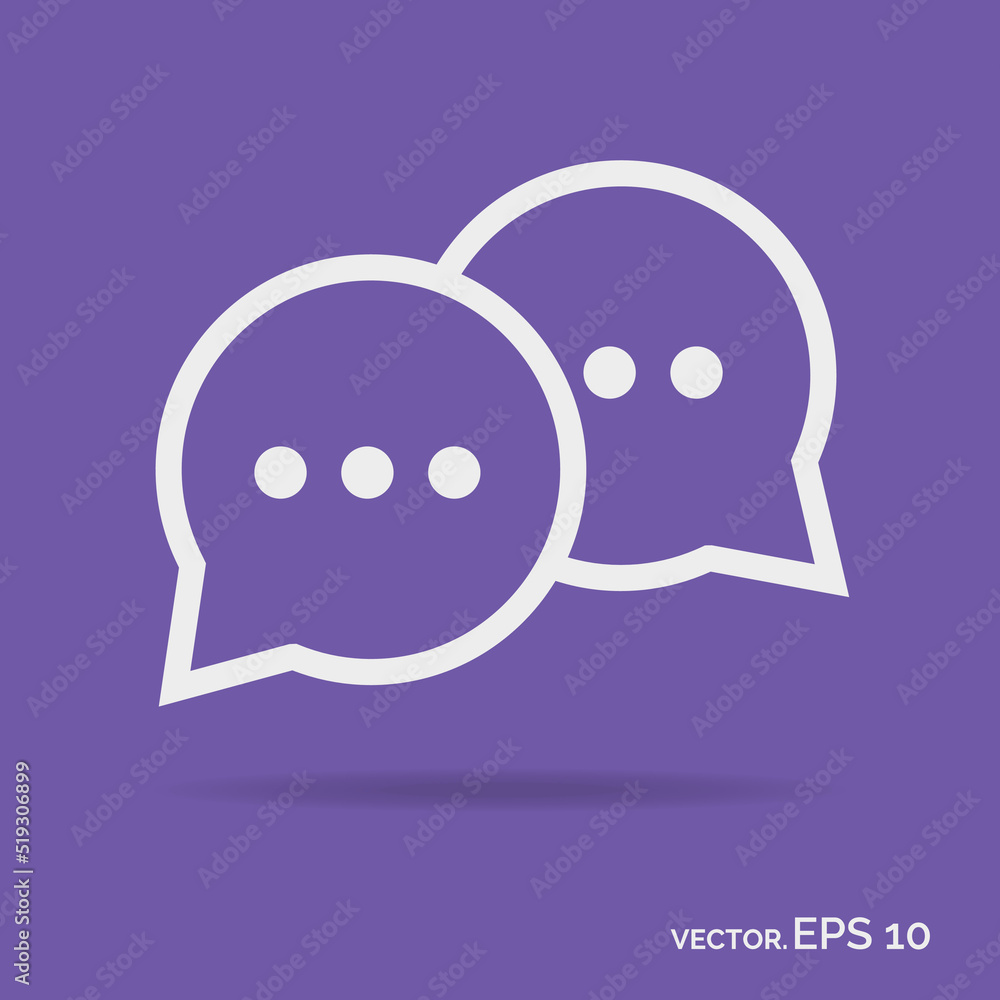 Chat online outline icon white color isolated on purple background Chat online outline icon white color isolated on purple background