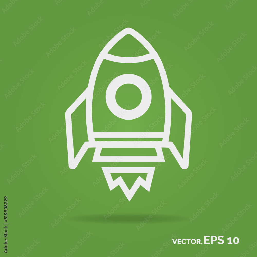 Rocket outline icon white color isolated on green background Rocket outline icon white color isolated on green background