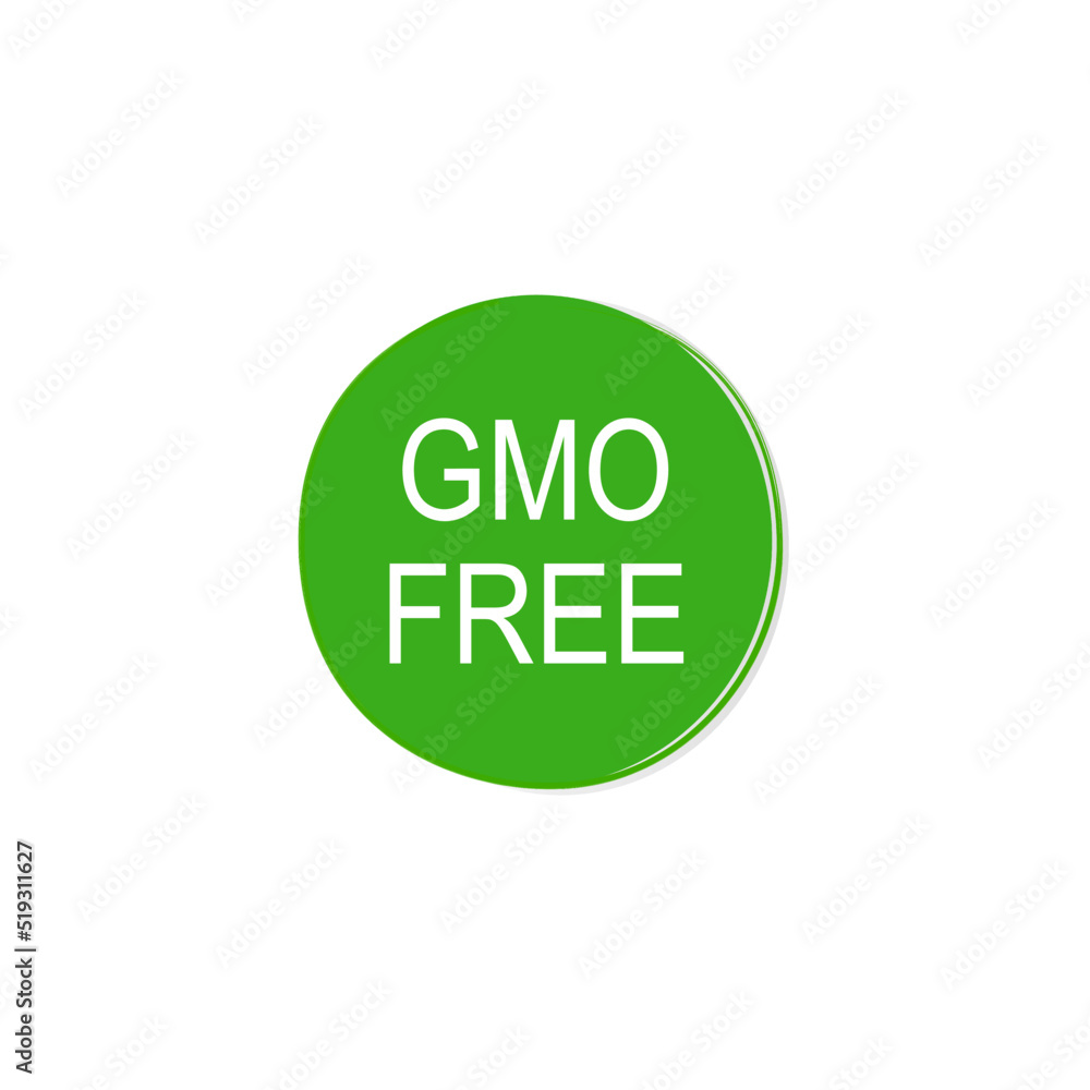 GMO FREE DESIGN GREEN LABEL ISOLATED ON WHITE GMO FREE DESIGN GREEN LABEL ISOLATED ON WHITE