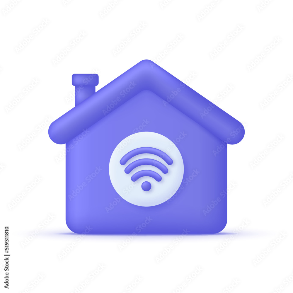 3D Smart home and Wifi concept. Smart home control. Digital house system. Smartphone online connection. Wifi network. Vector in 3d style. 3D Smart home and Wifi concept. Smart home control. Digital house system. Smartphone online connection. Wifi network. Vector in 3d style.