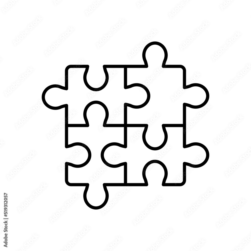 Puzzle Solve Problem Black Line Icon on White Background. Teamwork Solution Linear Pictogram. Jigsaw Shape Match Pieces Combination Outline Icon. Editable Stroke. Isolated Vector Illustration Puzzle Solve Problem Black Line Icon on White Background. Teamwork Solution Linear Pictogram. Jigsaw Shape Match Pieces Combination Outline Icon. Editable Stroke. Isolated Vector Illustration