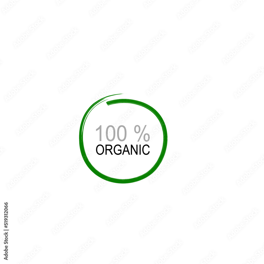 100 % ORGANIC GREEN CIRCLE LABEL ISOLATED ON WHITE 100 % ORGANIC GREEN CIRCLE LABEL ISOLATED ON WHITE