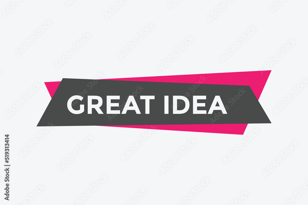 Great idea text button. Great idea speech bubble. Great idea sign icon.
Great idea text button. Great idea speech bubble. Great idea sign icon.