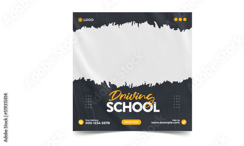 Driving school social media instagrm post template design or web banner template, training school web banner design, flyer design template, car driving school social media post, 