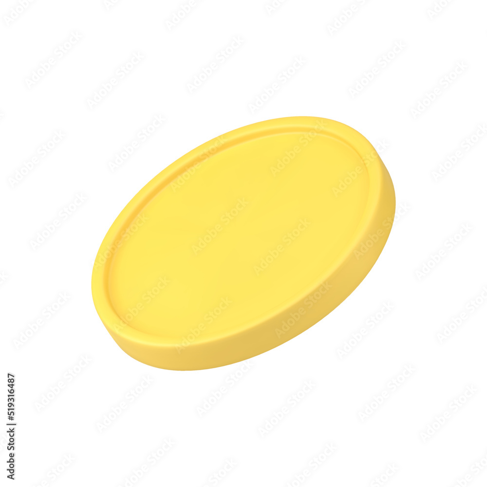 Yellow flying cash coin money fortune game playing financial independence realistic 3d icon vector