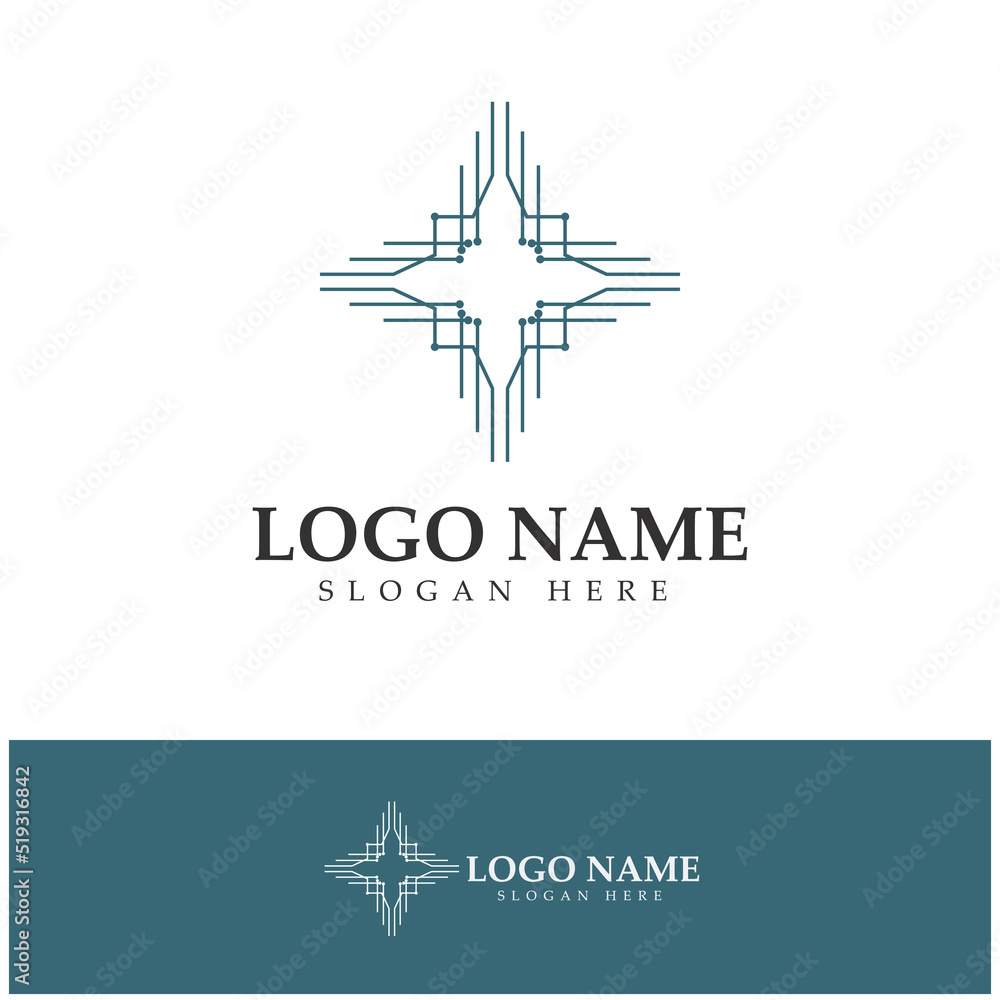 Obraz premium Circuit electronic Logo Template vector design illustration