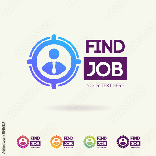 Find job symbol set isolated on white background for search agency, hiring, headhunter website, recruitment, employment agency, hr, recruiting concept. Search man icon. Employee vector sign 10 eps
