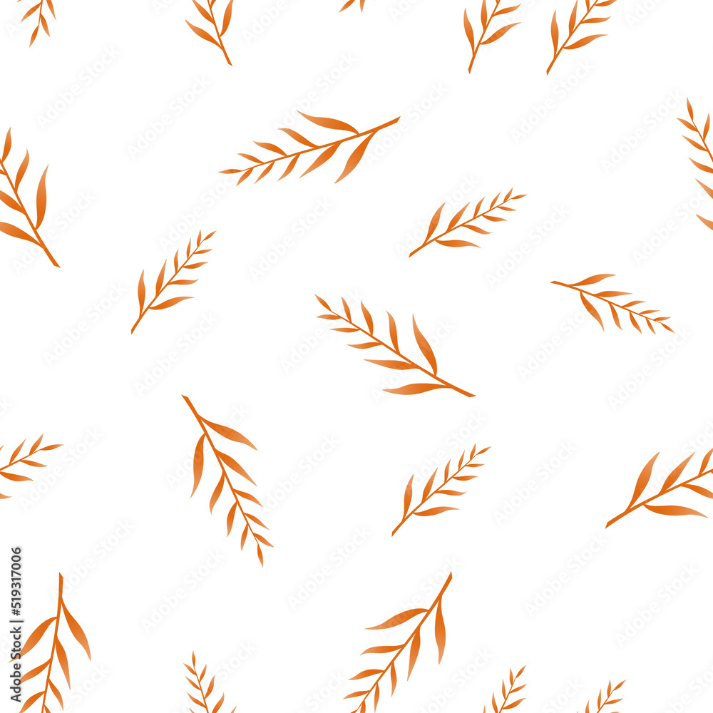 Seamless pattern of red leaves on a white background