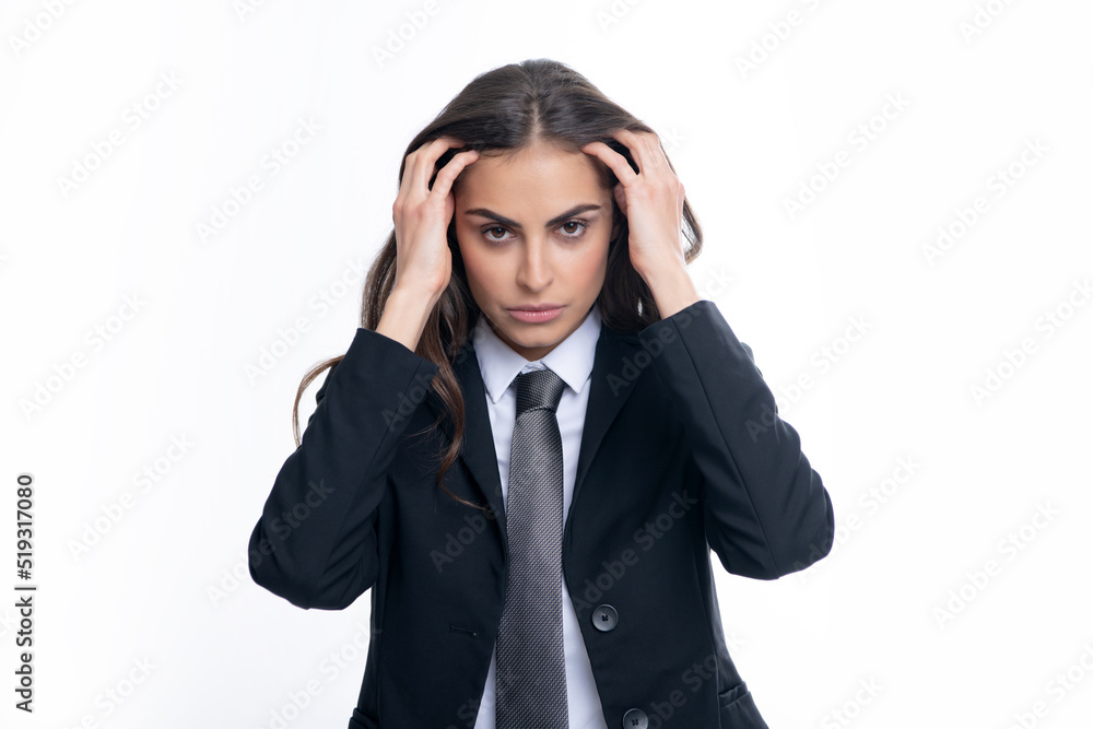Portrait of young woman feeling stress or strain headache. Exhausted tired girl desperate and stressed because pain and migraine. Upset sad depressed model with hands on head. Portrait of young woman feeling stress or strain headache. Exhausted tired girl desperate and stressed because pain and migraine. Upset sad depressed model with hands on head.