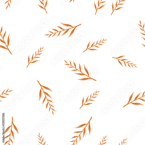 Seamless pattern of red leaves on a white background
