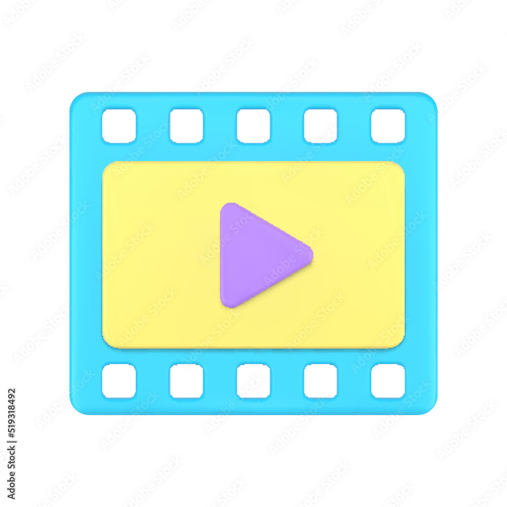 Cinema application film video content television channel broadcasting front view 3d icon vector Cinema application film video content television channel broadcasting front view 3d icon vector