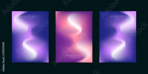 Colorful Abstract fluid wave background. Set of abstract gradient blue, pink, red, purple and brown flow curve
