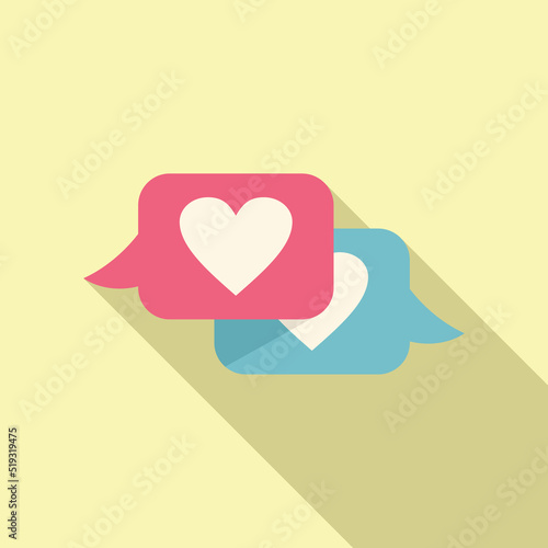 Online dating chat icon flat vector. App date