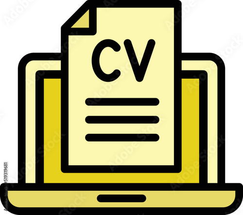 Online laptop cv icon outline vector. Hr job. Interview search